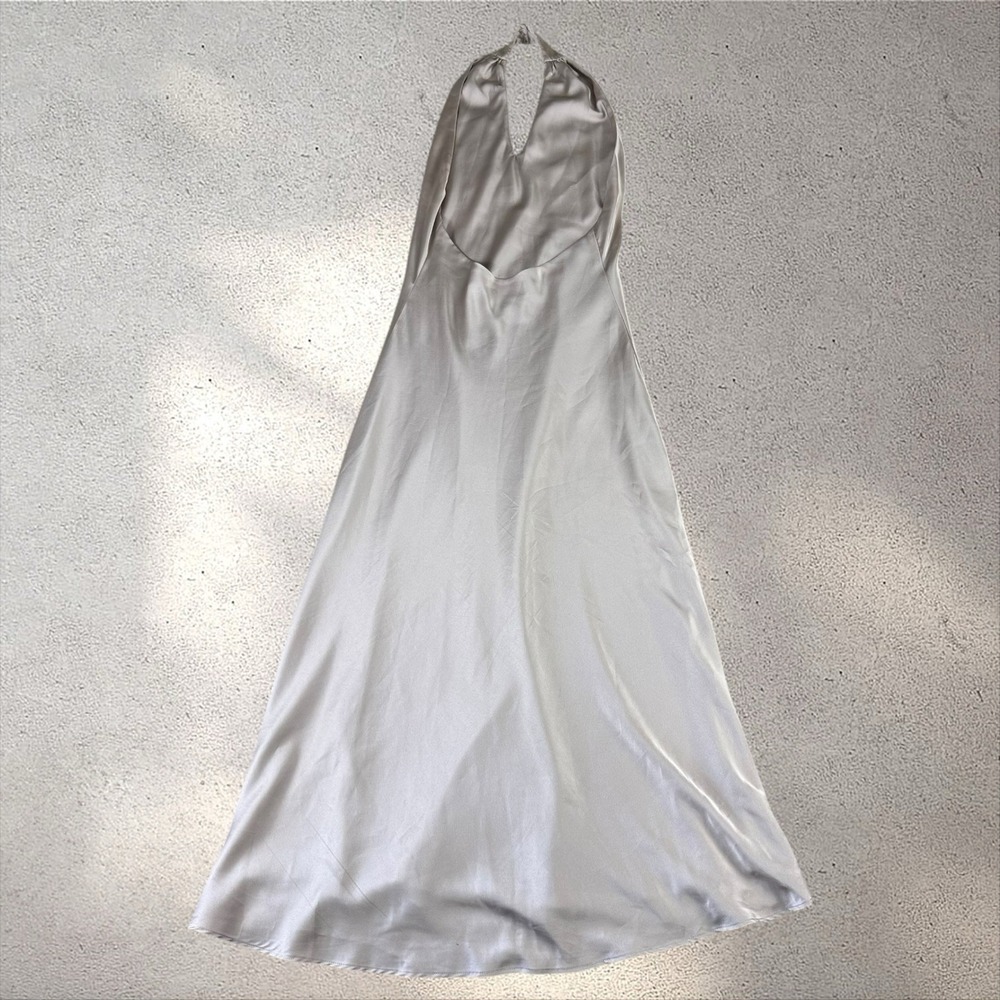 Show Me Your MuMu Satin Jasmine Halter MIDI Dress In Champagne Size S - Picture 7 of 9